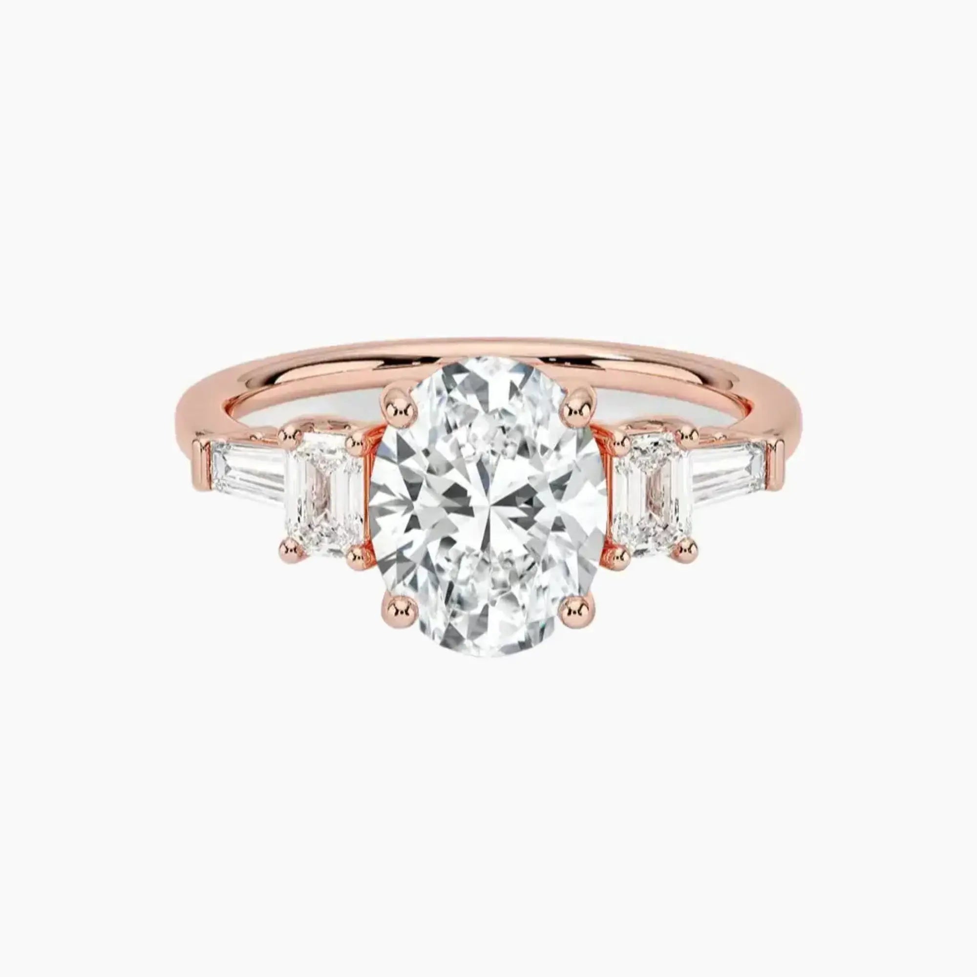 Delphine Five Stone Oval Designer 2.5 Carat Lab Grown Diamond Engagement Ring in 18K Yellow Gold