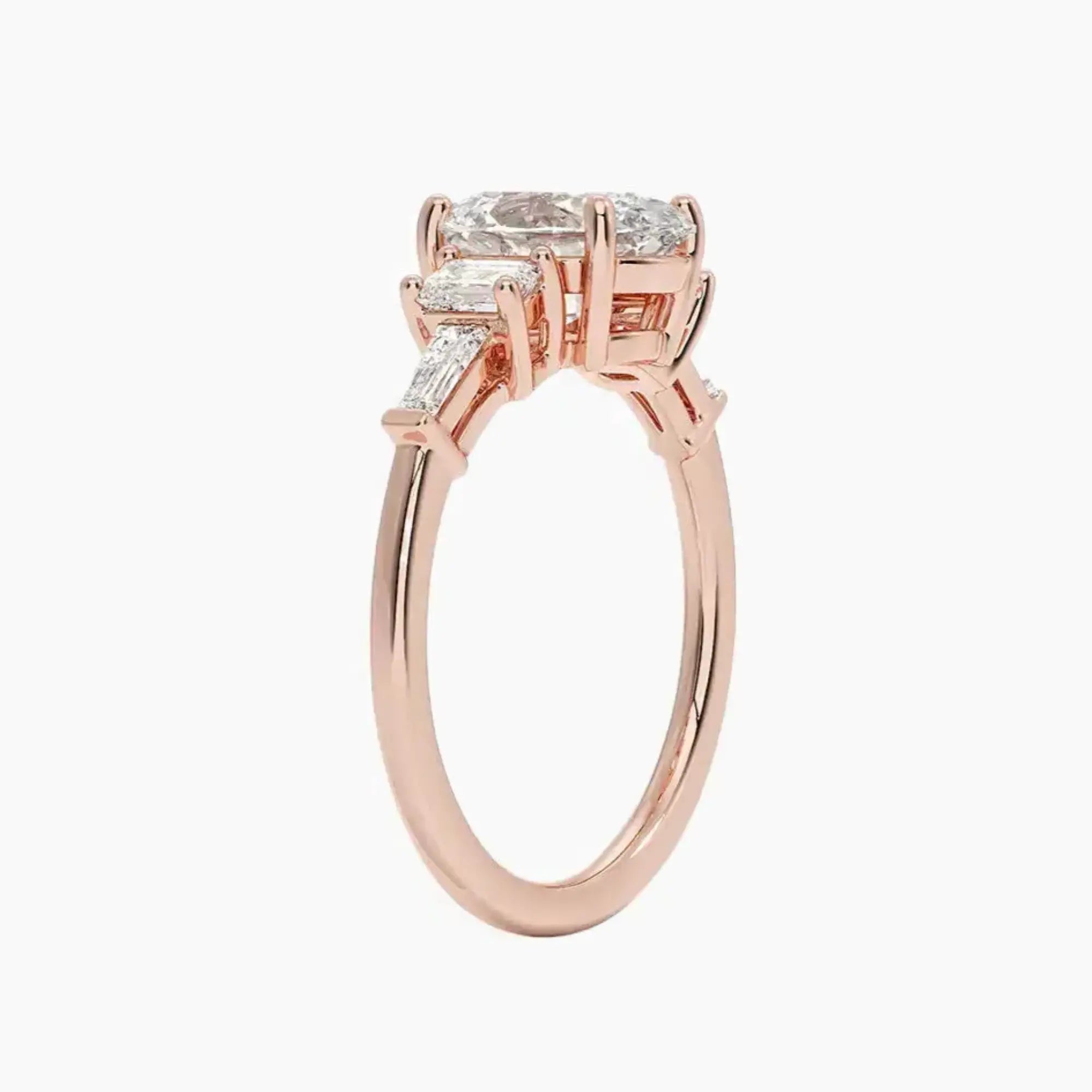 Delphine Five Stone Oval Designer 3 Carat Lab Grown Diamond Engagement Ring in 14K White Gold