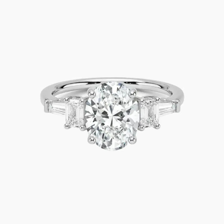 Delphine Five Stone Oval Designer 2 Carat Lab Grown Diamond Engagement Ring in 14K White Gold