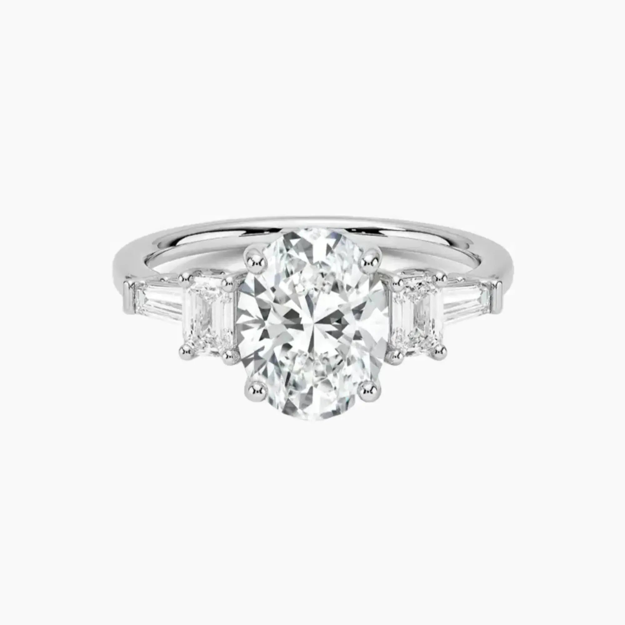 Delphine Five Stone Oval Designer 1.5 Carat Lab Grown Diamond Engagement Ring in 18K Rose Gold