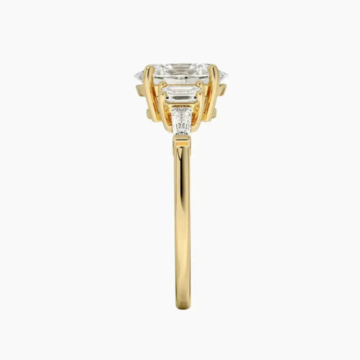 Delphine Five Stone Oval Designer 3 Carat Lab Grown Diamond Engagement Ring in 14K Rose Gold