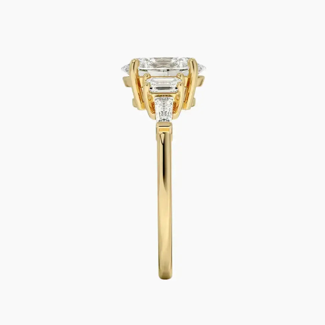 Delphine Five Stone Oval Designer Diamond Ring Setting in 18K White Gold
