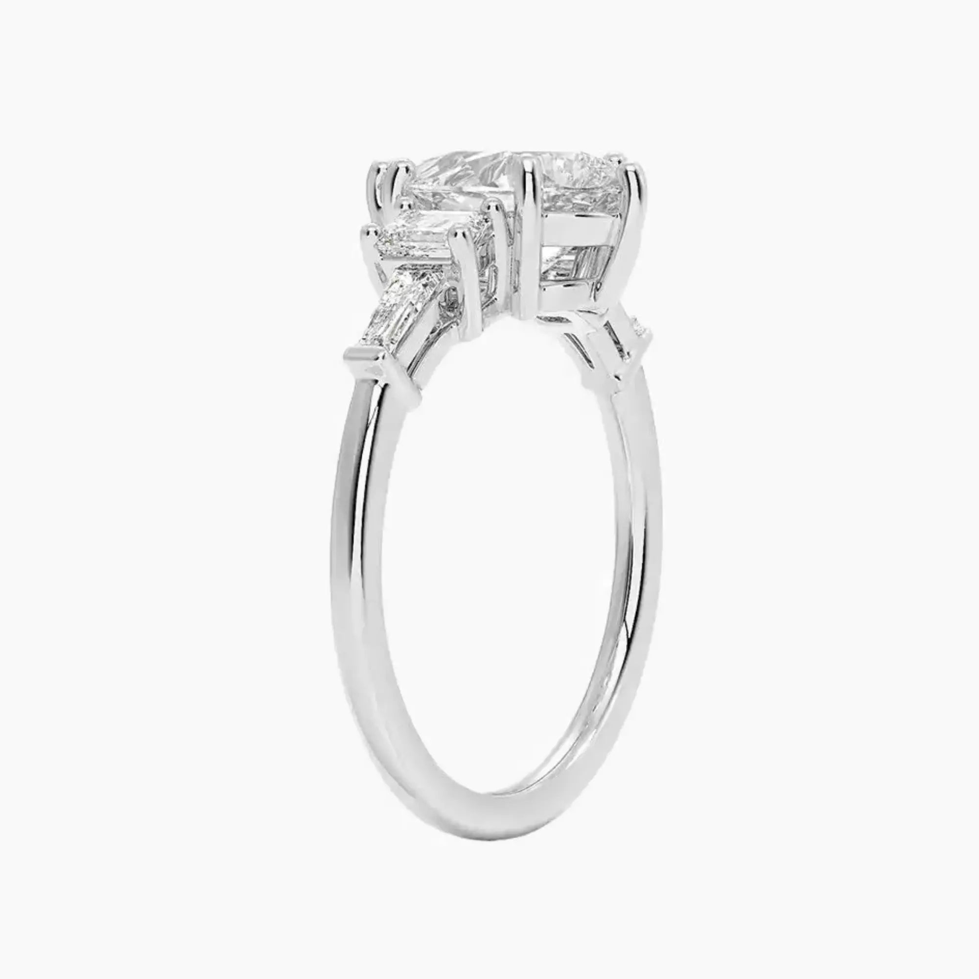 Delphine Five Stone Pear Designer 3 Carat Lab Grown Diamond Engagement Ring in 18K White Gold