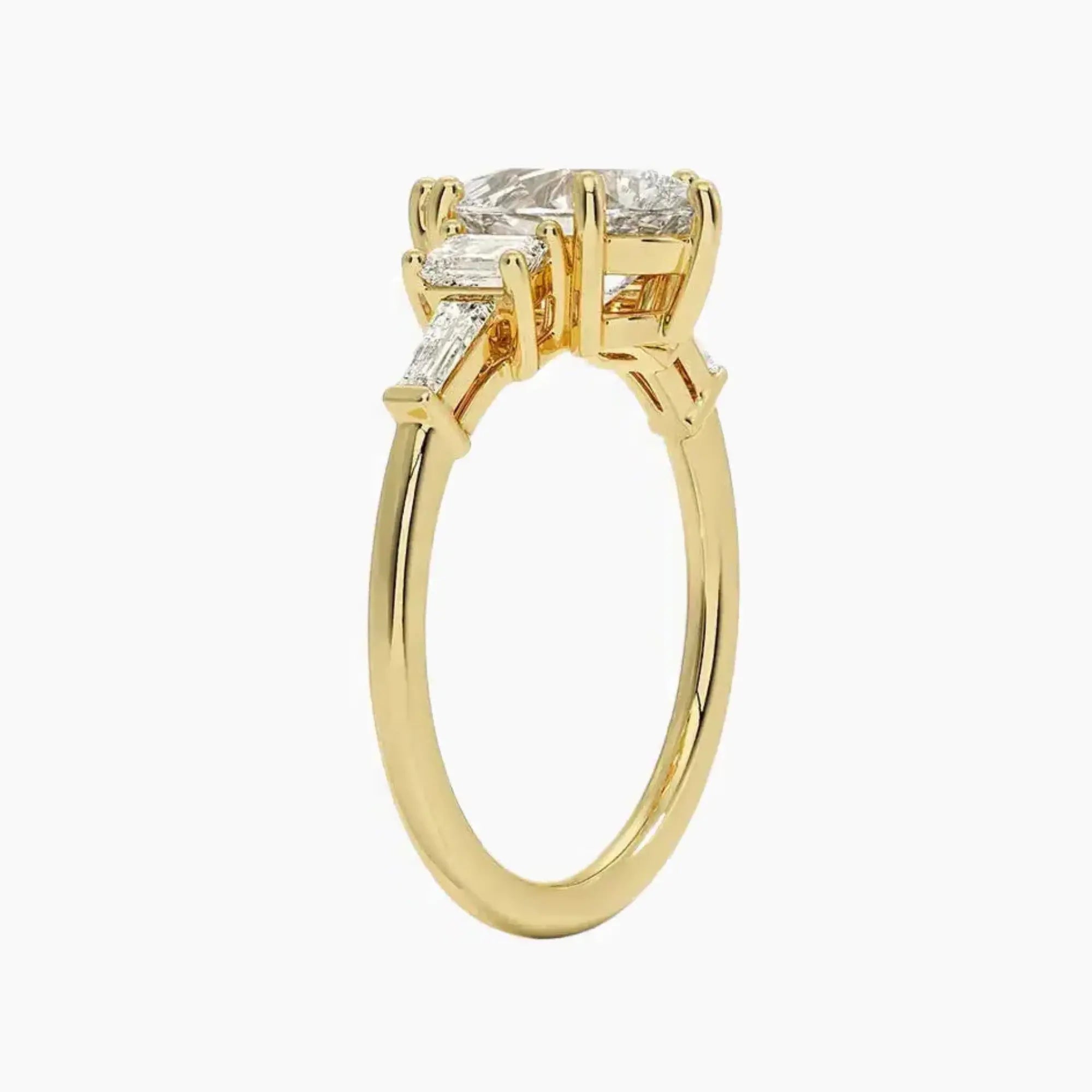 Delphine Five Stone Pear Designer 2.5 Carat Lab Grown Diamond Engagement Ring in 18K Yellow Gold