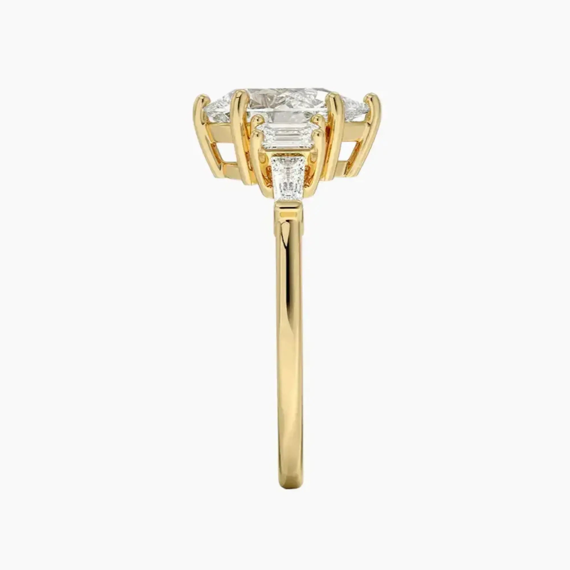 Delphine Five Stone Pear Designer 3 Carat Lab Grown Diamond Engagement Ring in 18K Yellow Gold