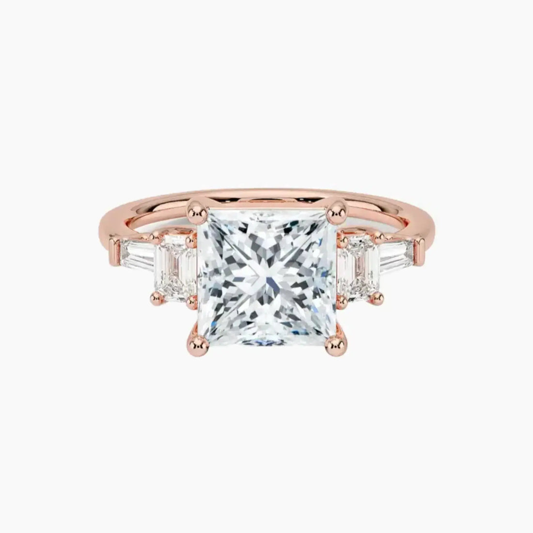 Delphine Five Stone Princess Designer 2.5 Carat Lab Grown Diamond Engagement Ring in 14K Yellow Gold