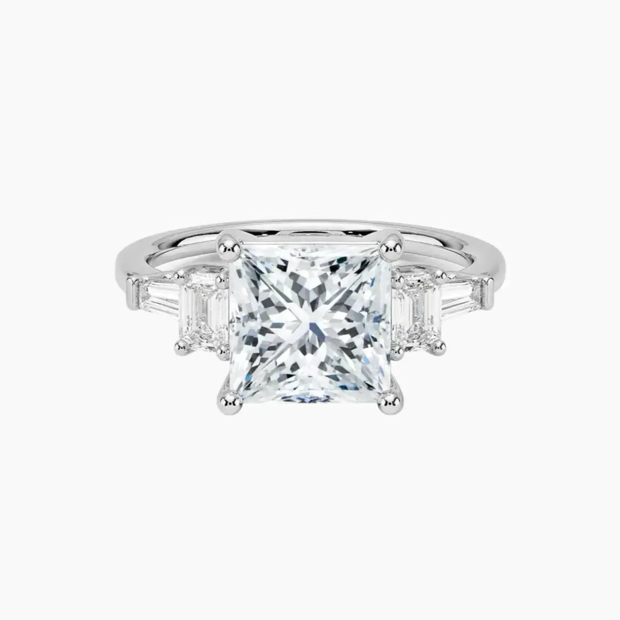 Delphine Five Stone Princess Designer 2 Carat Lab Grown Diamond Engagement Ring in 14K White Gold