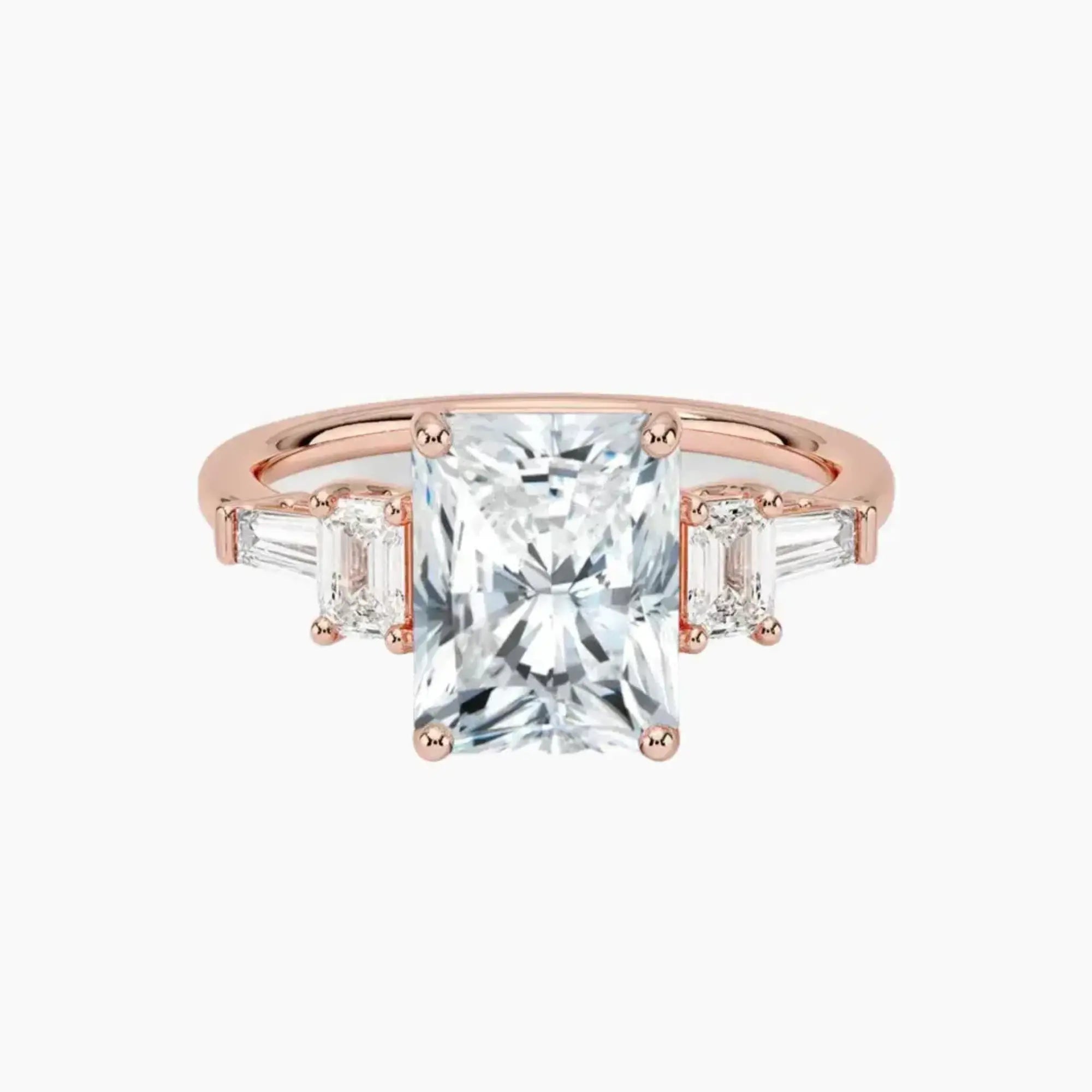 Delphine Five Stone Radiant Designer 1 Carat Lab Grown Diamond Engagement Ring in 14K Yellow Gold
