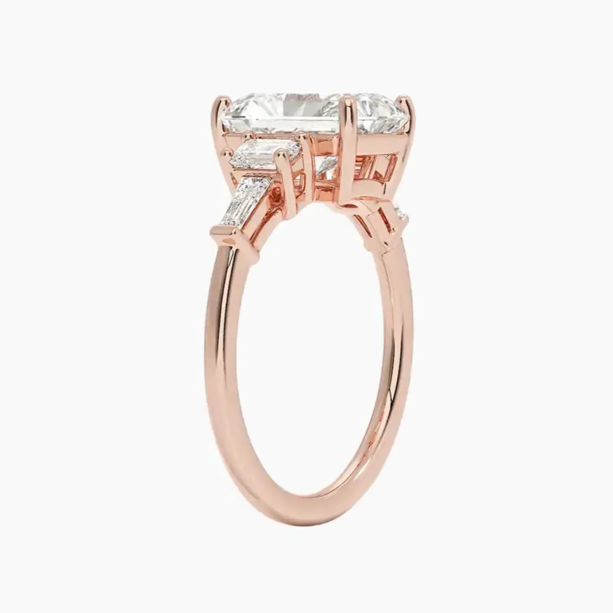 Delphine Five Stone Radiant Designer 1.5 Carat Lab Grown Diamond Engagement Ring in 14K Rose Gold