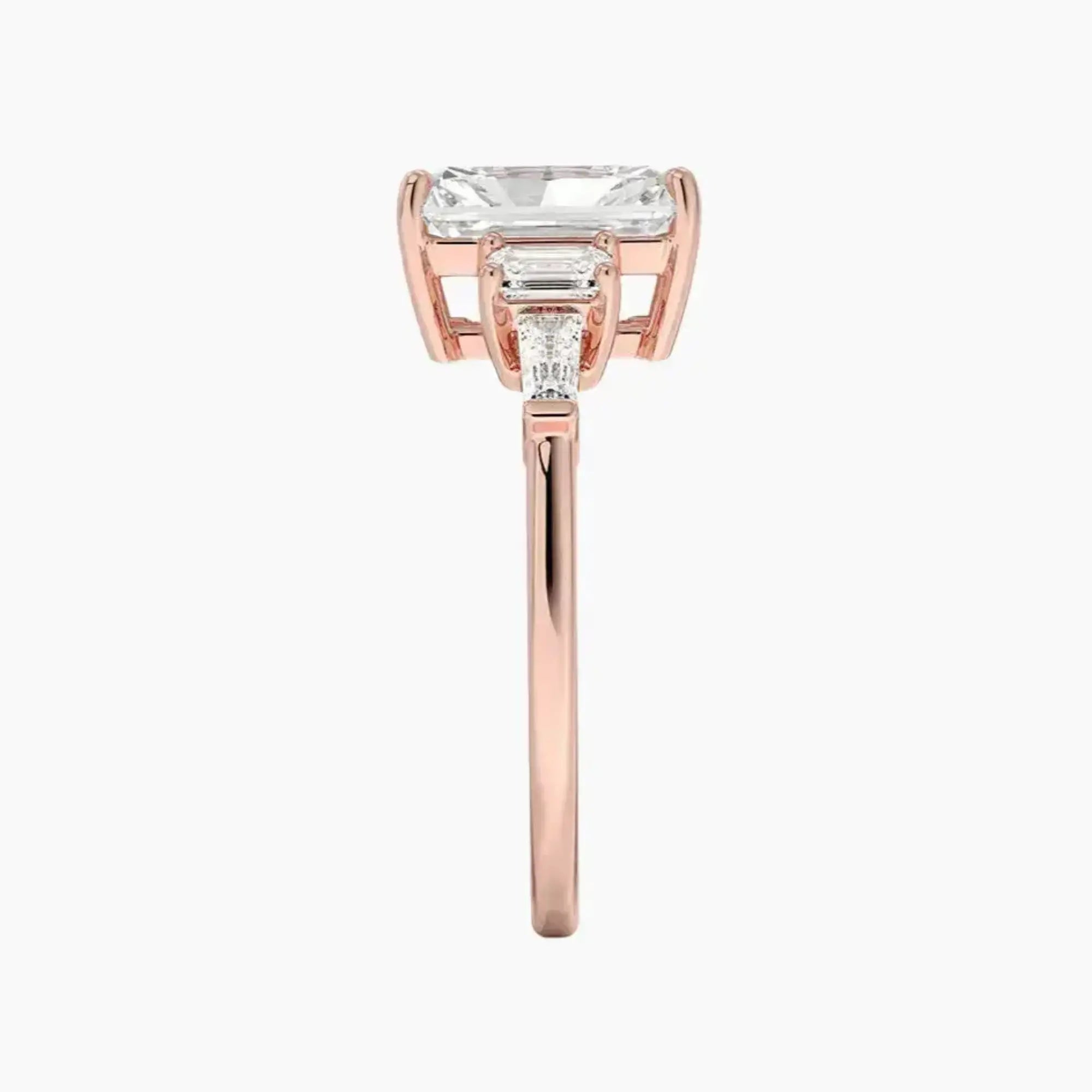Delphine Five Stone Radiant Designer 3 Carat Lab Grown Diamond Engagement Ring in 14K Yellow Gold