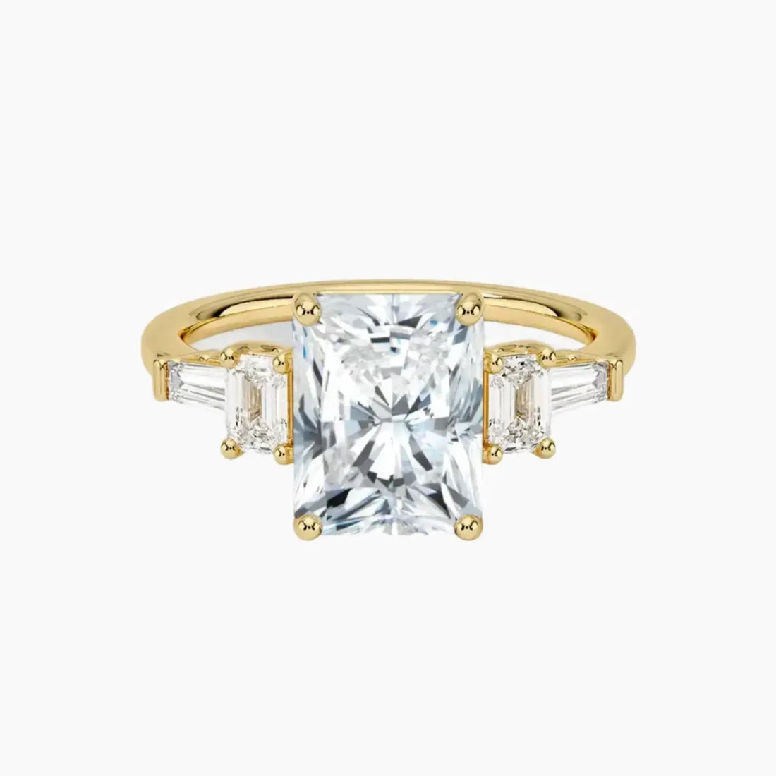 Delphine Five Stone Radiant Designer 3 Carat Lab Grown Diamond Engagement Ring in 18K White Gold