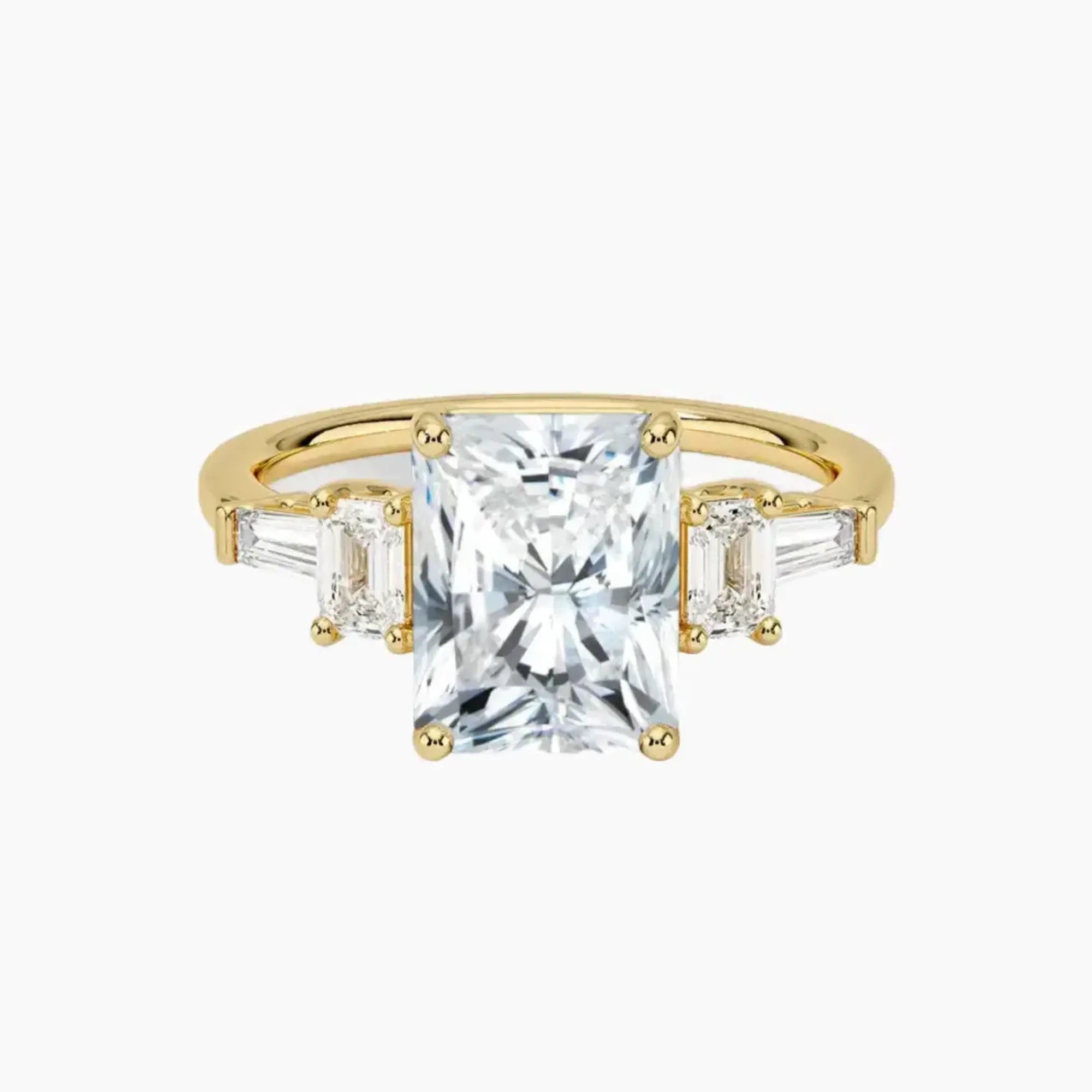 Delphine Five Stone Radiant Designer 2.5 Carat Lab Grown Diamond Engagement Ring in 18K Yellow Gold