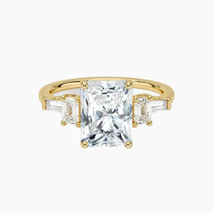 Delphine Five Stone Radiant Designer 1 Carat Lab Grown Diamond Engagement Ring in 14K Yellow Gold