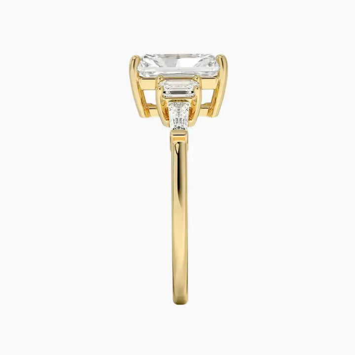 Delphine Five Stone Radiant Designer 3 Carat Lab Grown Diamond Engagement Ring in 18K Rose Gold