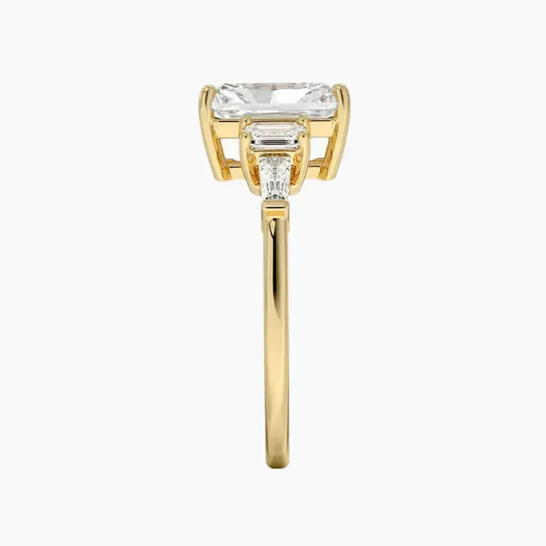 Delphine Five Stone Radiant Designer 1.5 Carat Lab Grown Diamond Engagement Ring in 18K Rose Gold