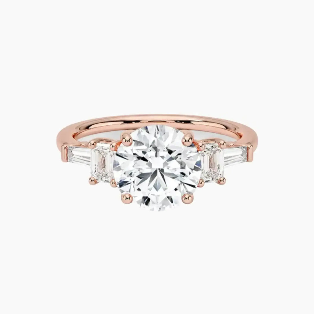 Delphine Five Stone Round Designer 2.5 Carat Lab Grown Diamond Engagement Ring in 14K Rose Gold