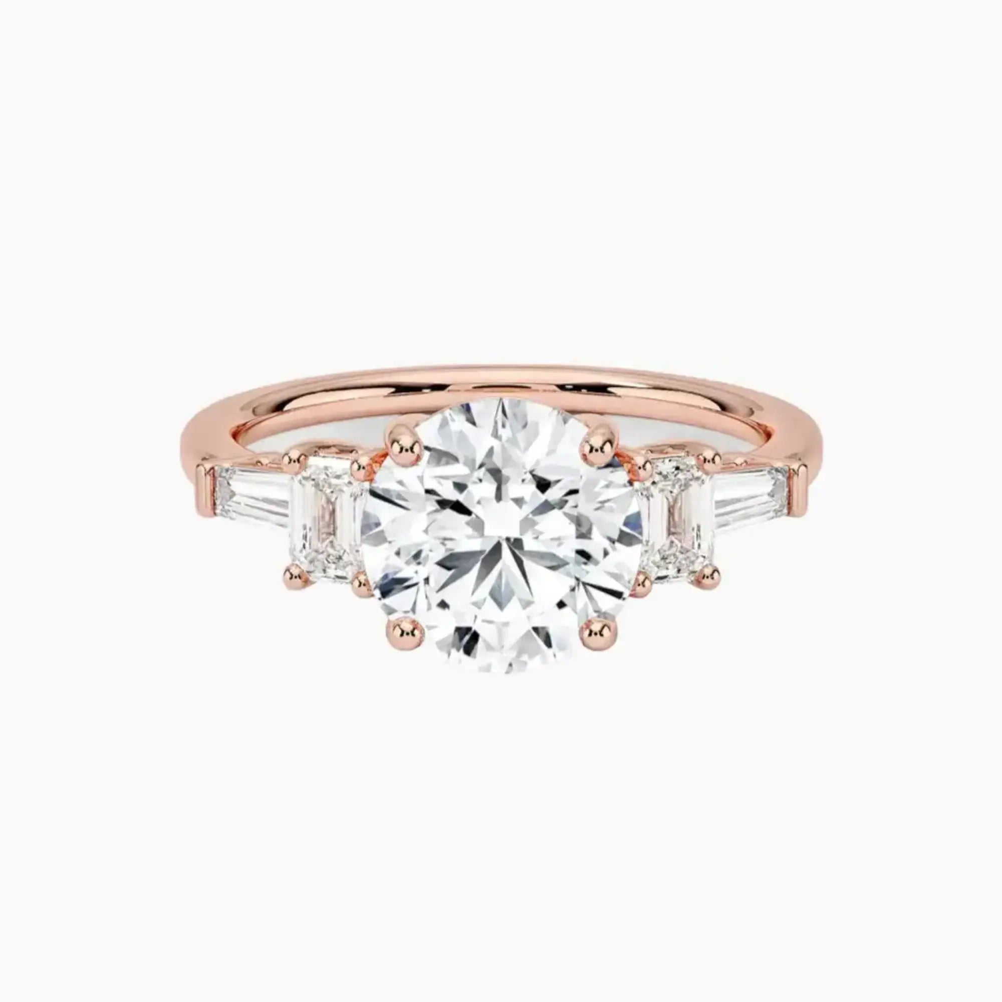 Delphine Five Stone Round Designer 1 Carat Lab Grown Diamond Engagement Ring in 14K Rose Gold