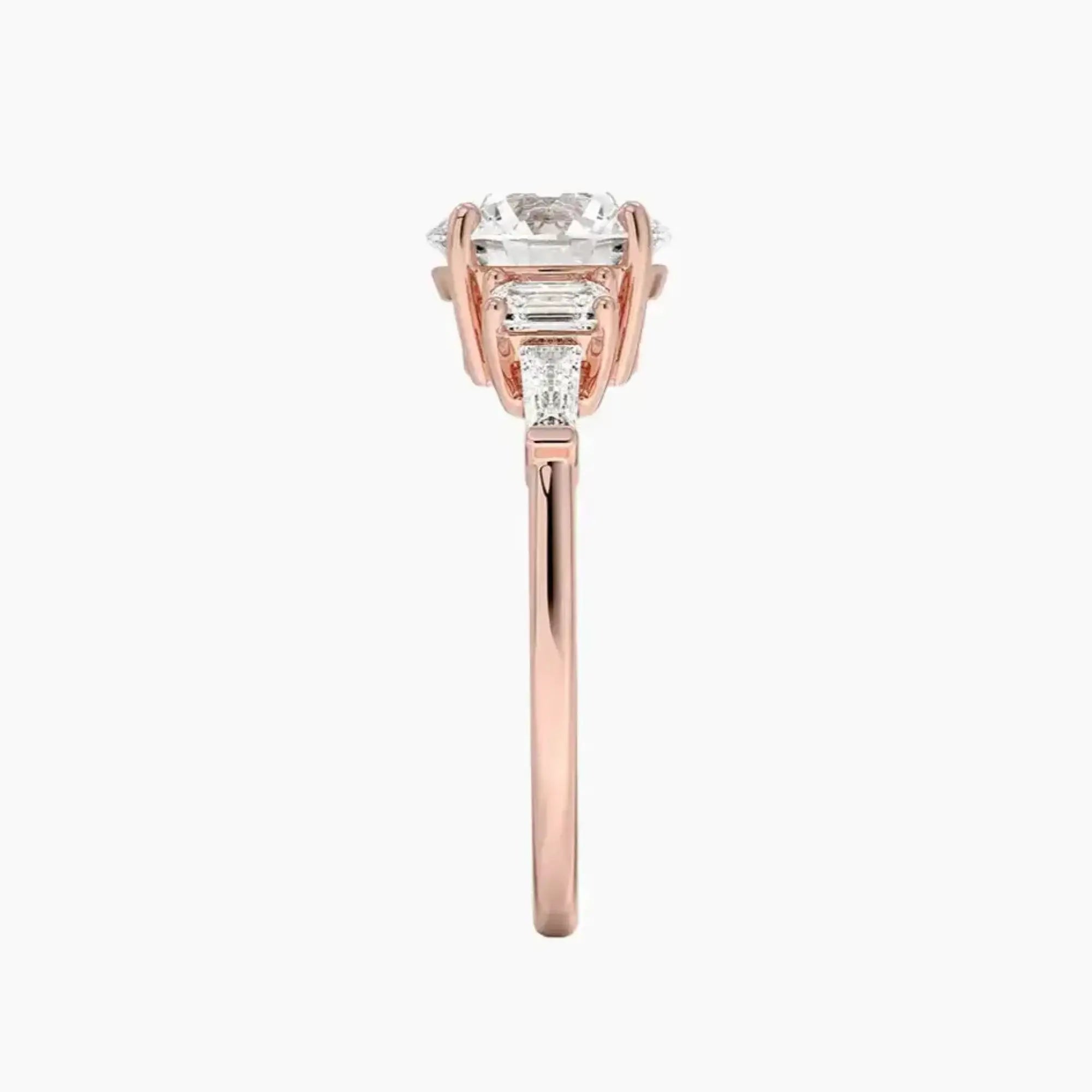 Delphine Five Stone Round Designer Diamond Ring Setting in 14K Rose Gold