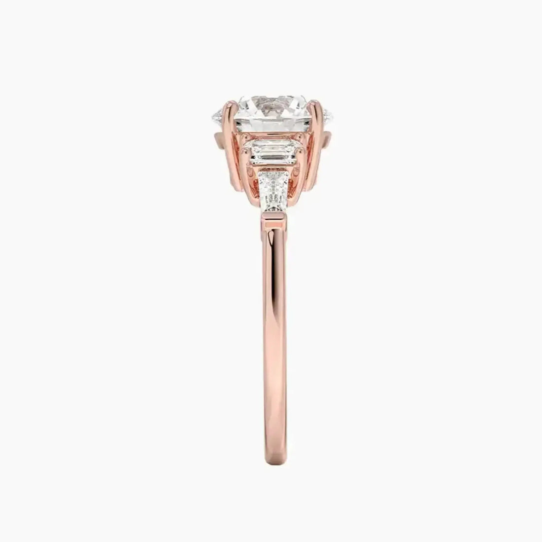 Delphine Five Stone Round Designer 3 Carat Lab Grown Diamond Engagement Ring in 14K Yellow Gold