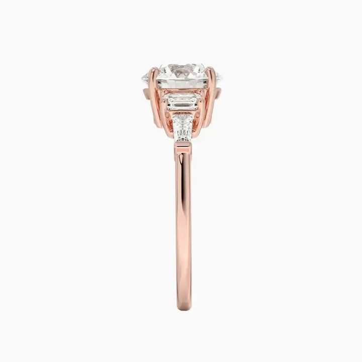 Delphine Five Stone Round Designer 3 Carat Lab Grown Diamond Engagement Ring in 18K Yellow Gold