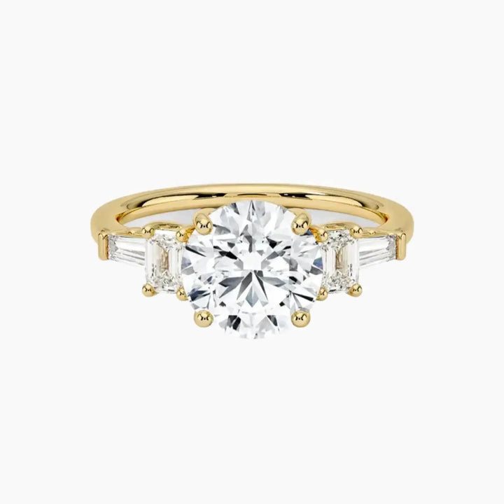 Delphine Five Stone Round Designer 1.5 Carat Lab Grown Diamond Engagement Ring in 14K Yellow Gold