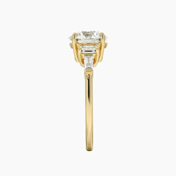 Delphine Five Stone Round Designer 3 Carat Lab Grown Diamond Engagement Ring in 14K Rose Gold