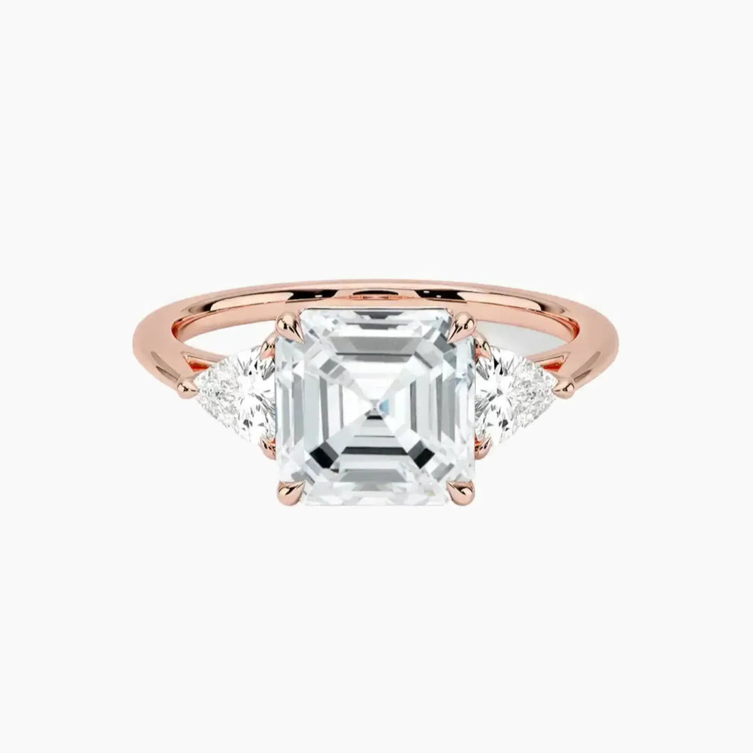 Elowen Asscher Three Stone 3 Carat Lab Grown Diamond Engagement Ring in 14K Yellow Gold