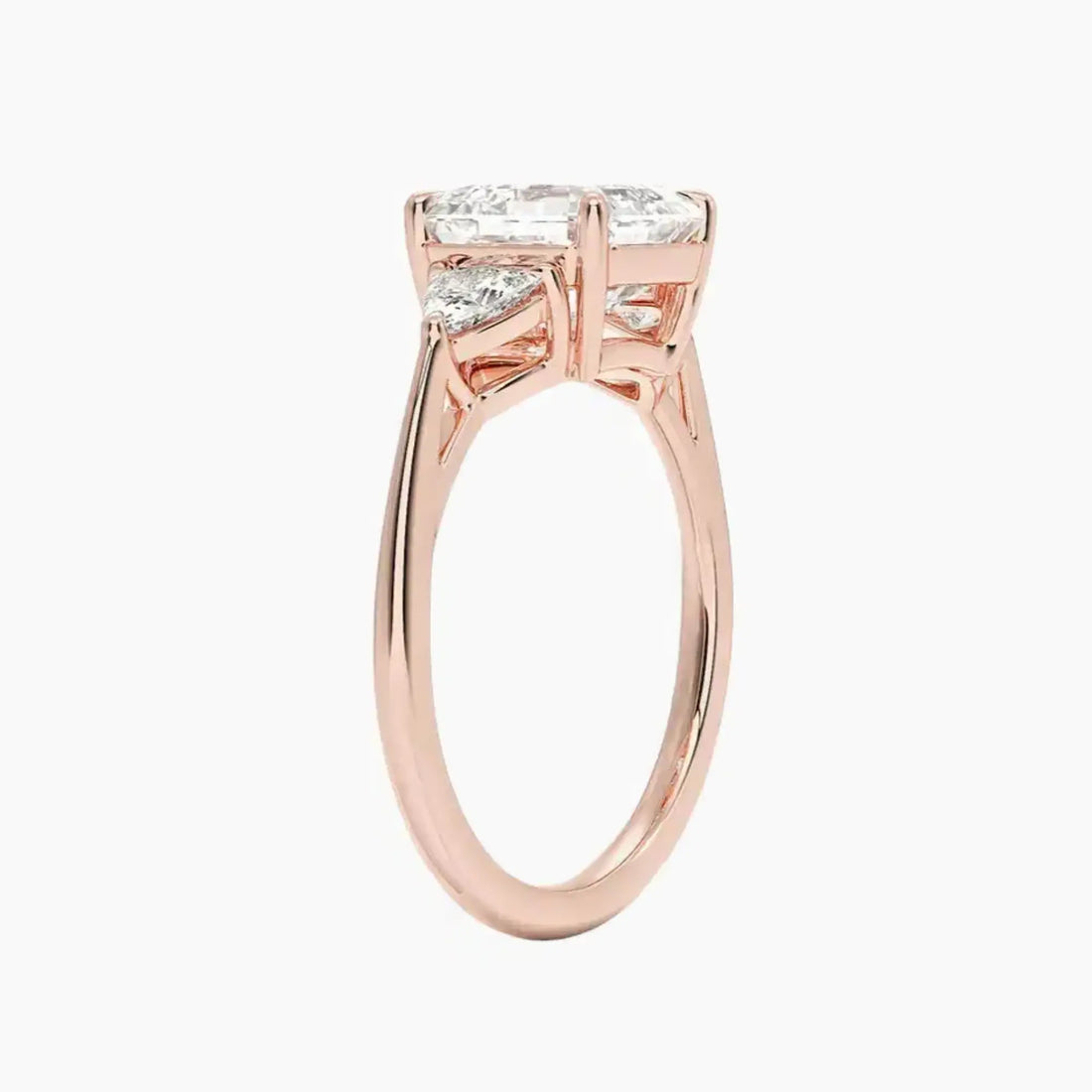 Elowen Asscher Three Stone 3 Carat Lab Grown Diamond Engagement Ring in 14K White Gold