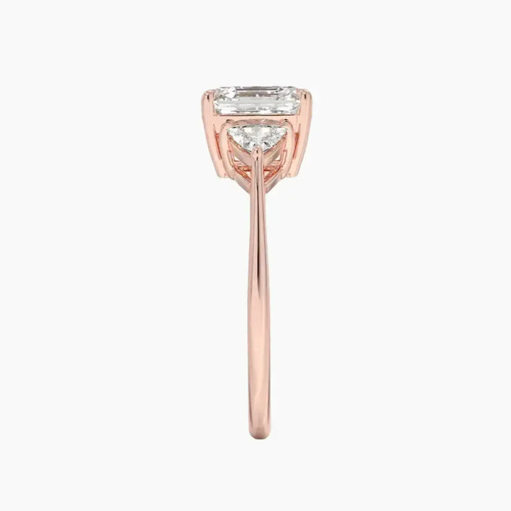 Elowen Asscher Three Stone 3 Carat Lab Grown Diamond Engagement Ring in 18K Yellow Gold