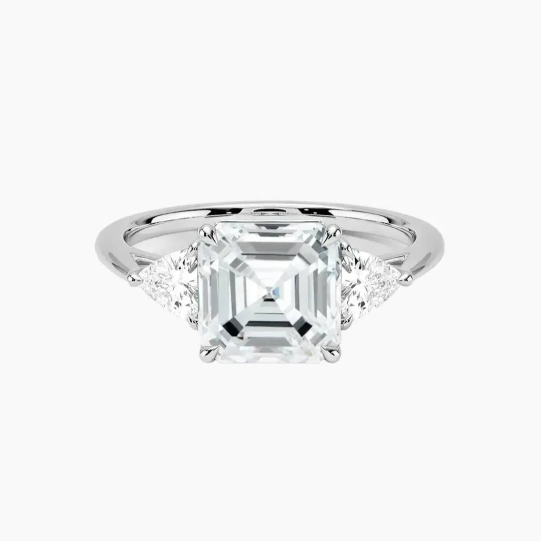 Elowen Asscher Three Stone Diamond Ring Setting in 14K Rose Gold