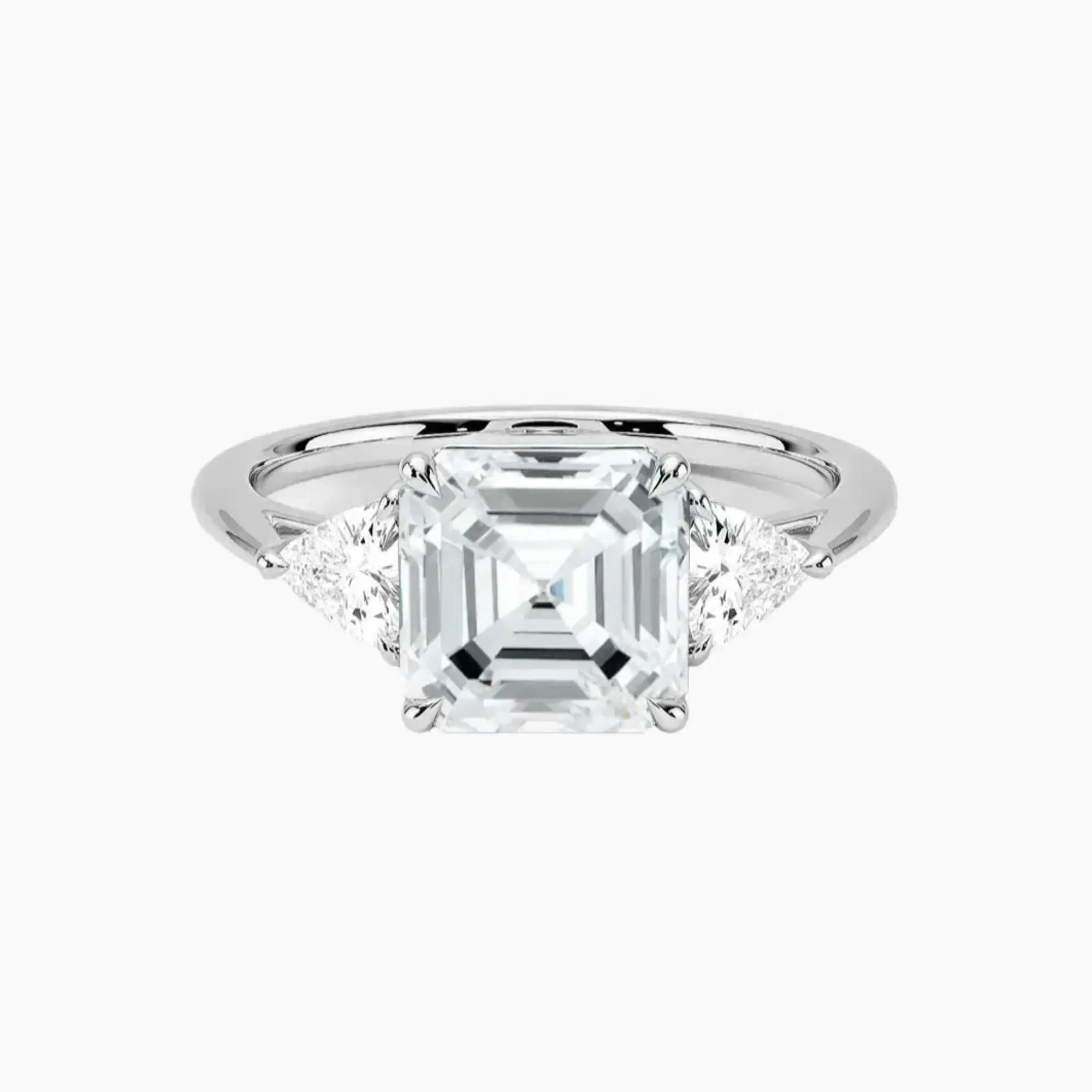 Elowen Asscher Three Stone 3 Carat Lab Grown Diamond Engagement Ring in 18K White Gold