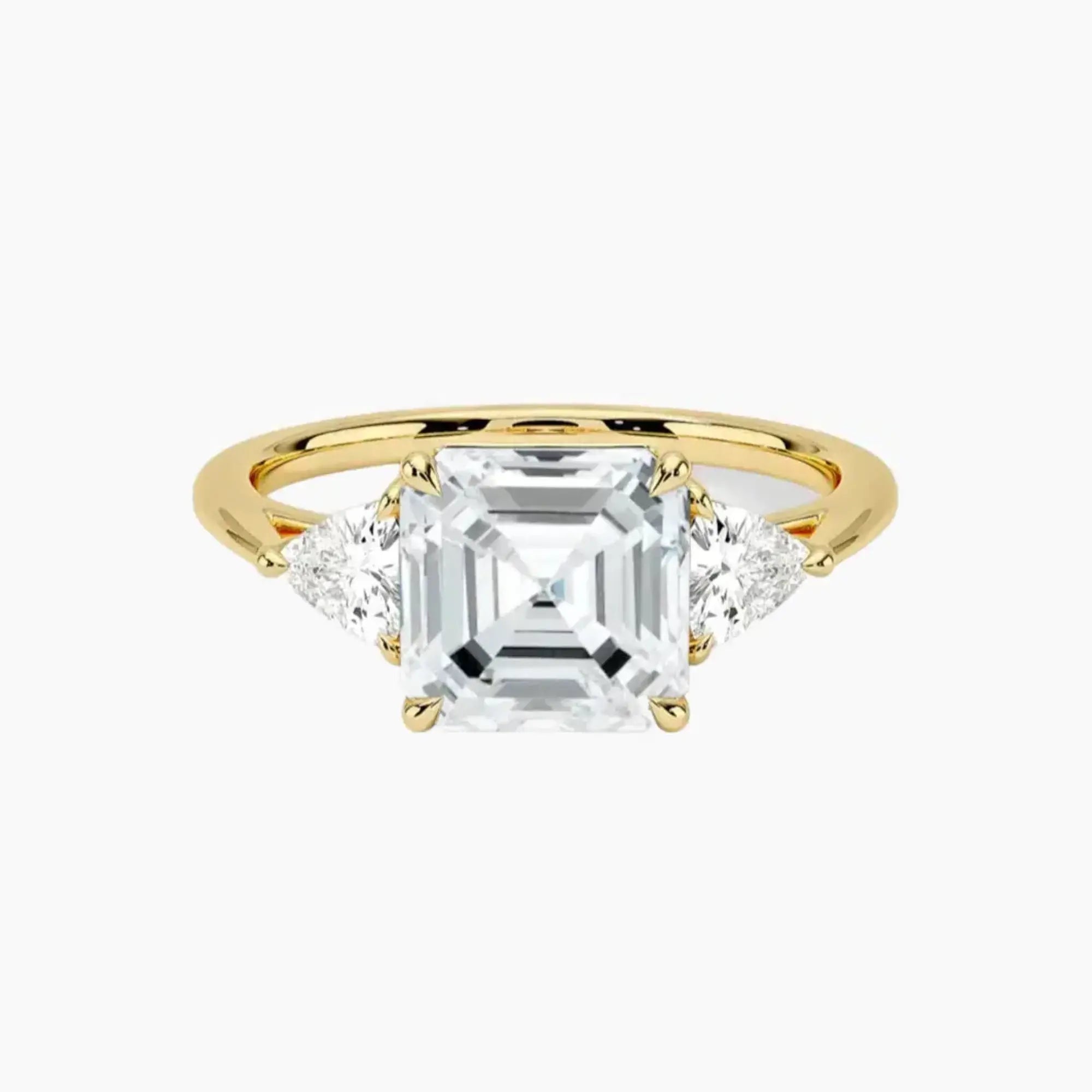 Elowen Asscher Three Stone Diamond Ring Setting in 18K Yellow Gold