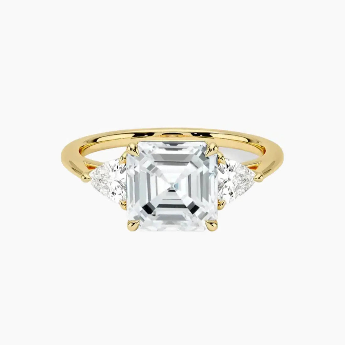 Elowen Asscher Three Stone Diamond Ring Setting in 18K White Gold