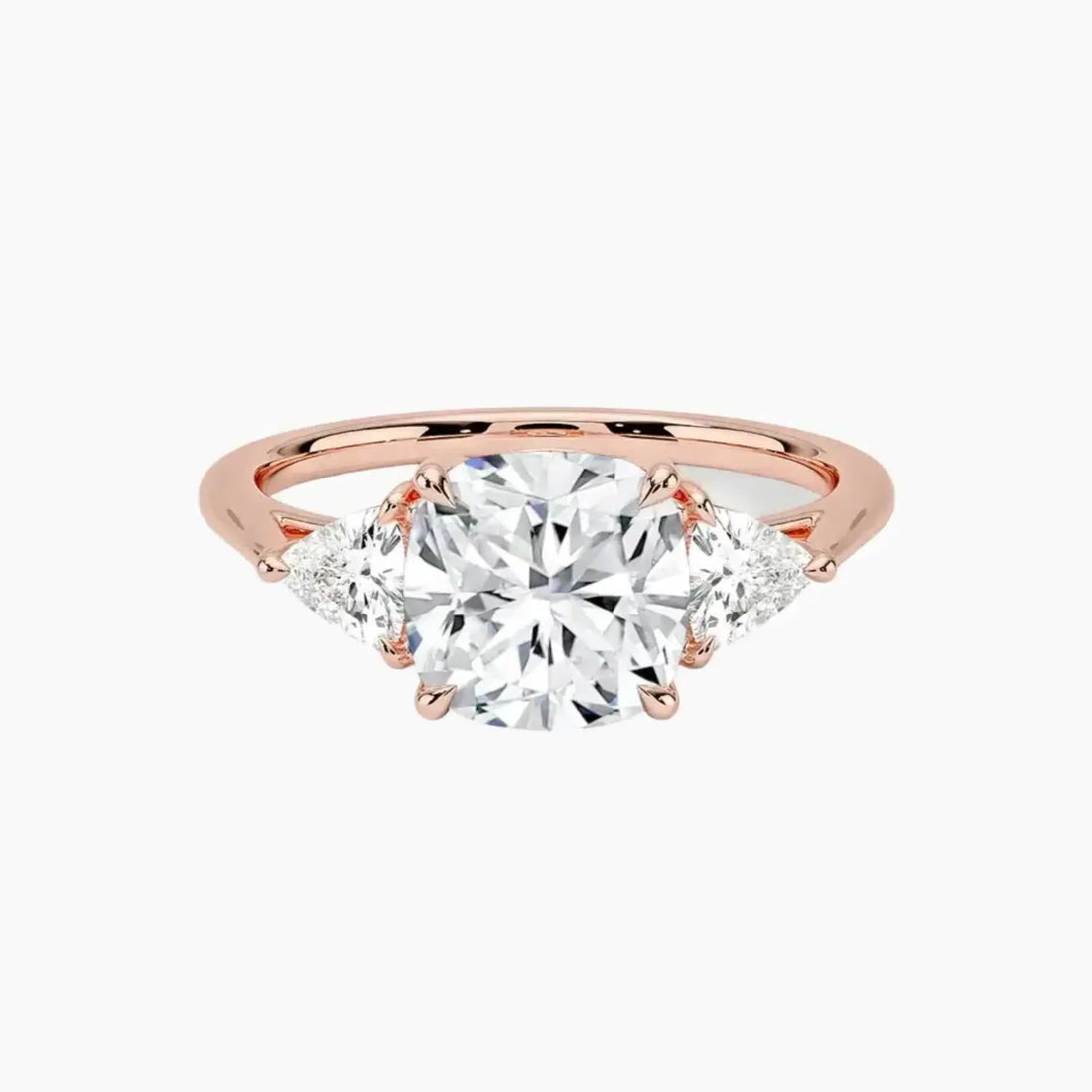 Elowen Cushion Three Stone 1 Carat Lab Grown Diamond Engagement Ring in 14K White Gold