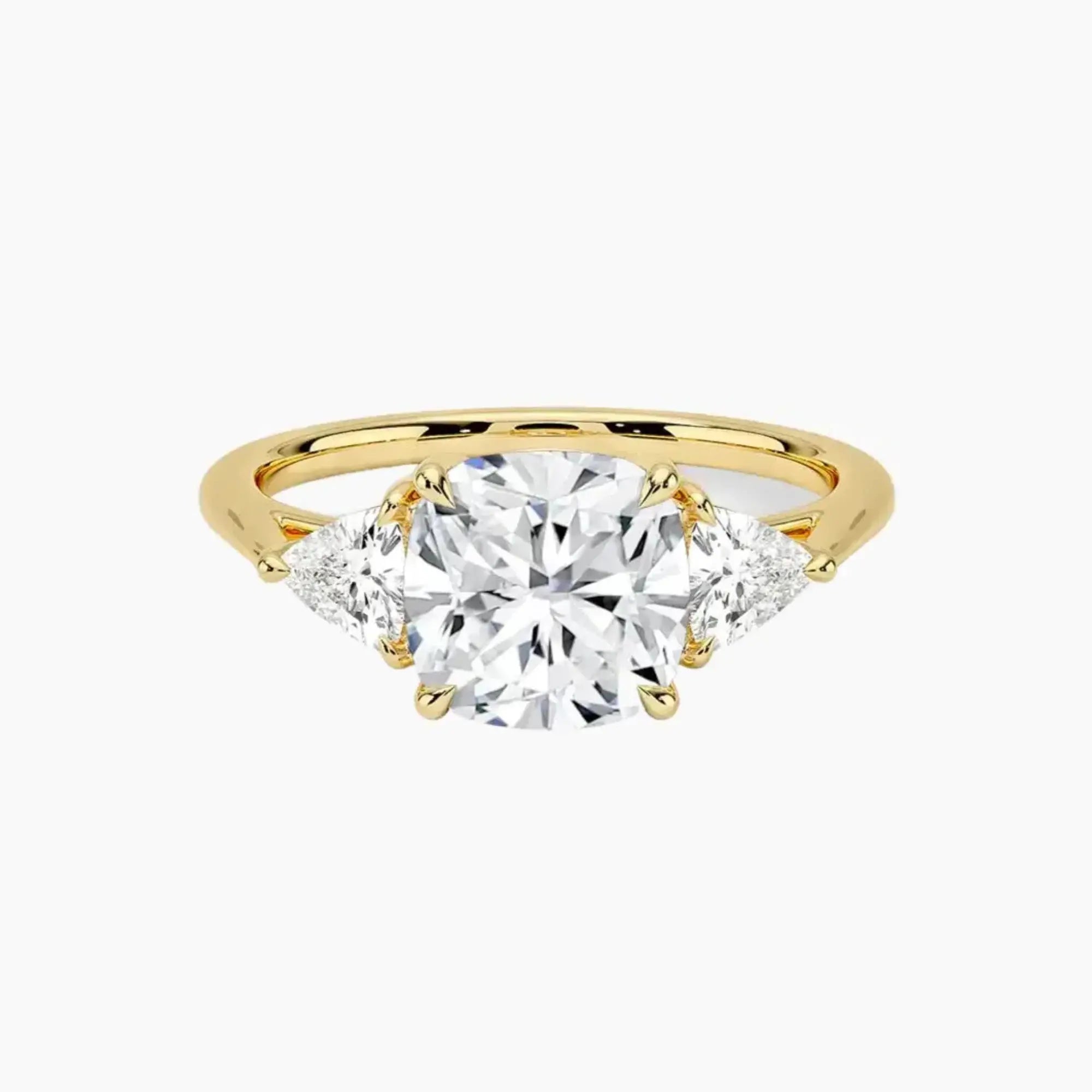 Elowen Cushion Three Stone 2.5 Carat Lab Grown Diamond Engagement Ring in 18K White Gold