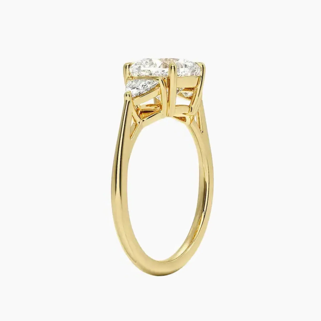Elowen Cushion Three Stone Diamond Ring Setting in 18K Yellow Gold