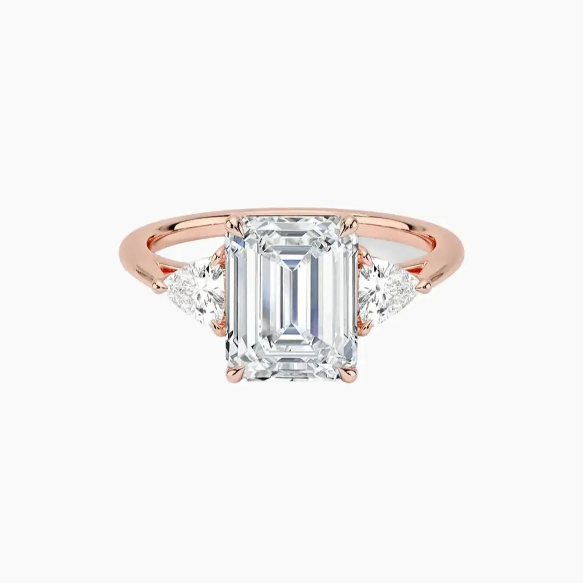 Elowen Emerald Three Stone 3 Carat Lab Grown Diamond Engagement Ring in 14K White Gold