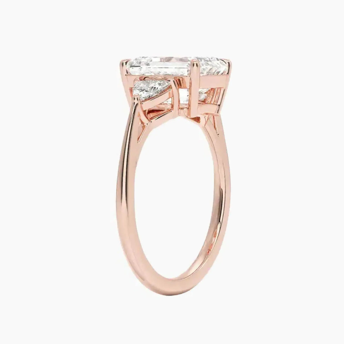 Elowen Emerald Three Stone 1.5 Carat Lab Grown Diamond Engagement Ring in 18K Rose Gold
