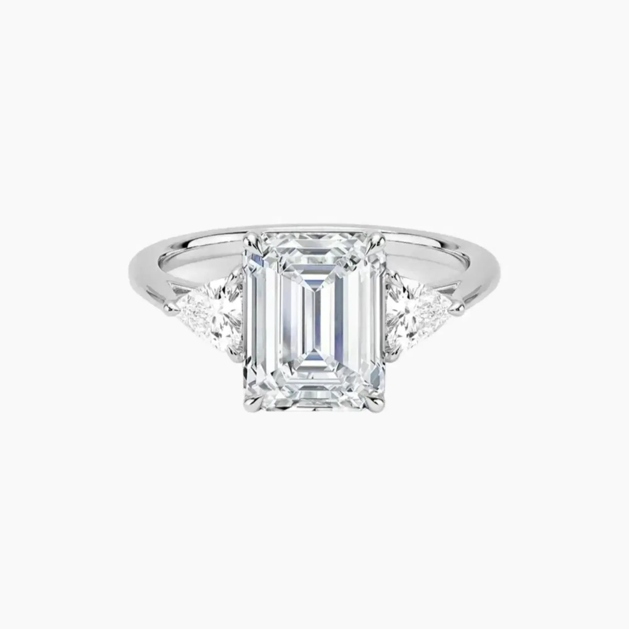 Elowen Emerald Three Stone Diamond Ring Setting in 18K Yellow Gold