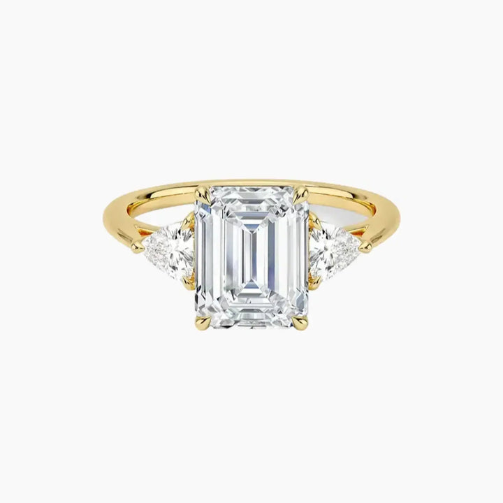 Elowen Emerald Three Stone 2 Carat Lab Grown Diamond Engagement Ring in 18K Yellow Gold
