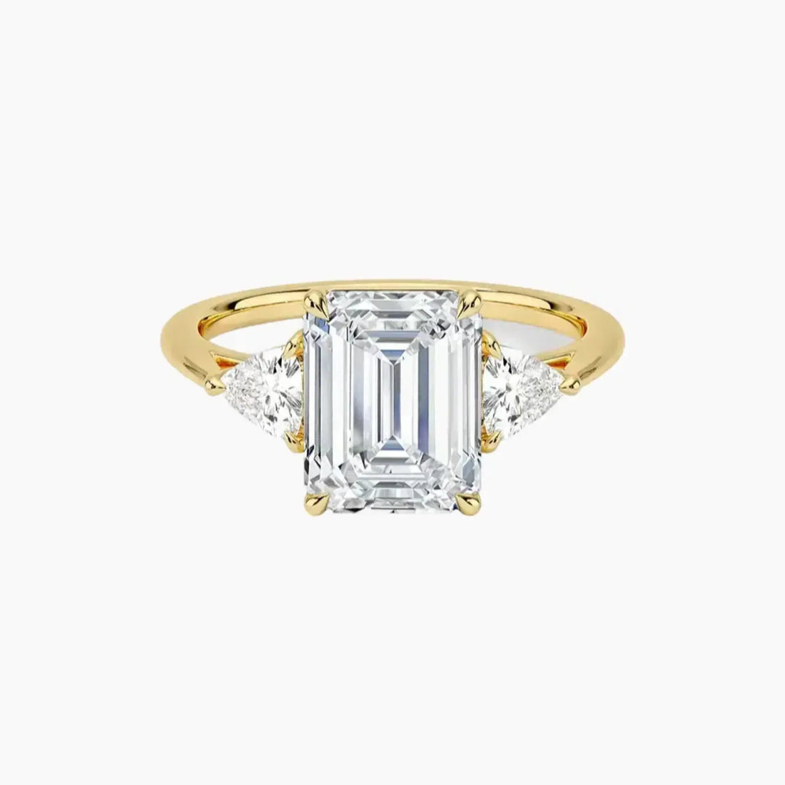 Elowen Emerald Three Stone Diamond Ring Setting in 14K Yellow Gold