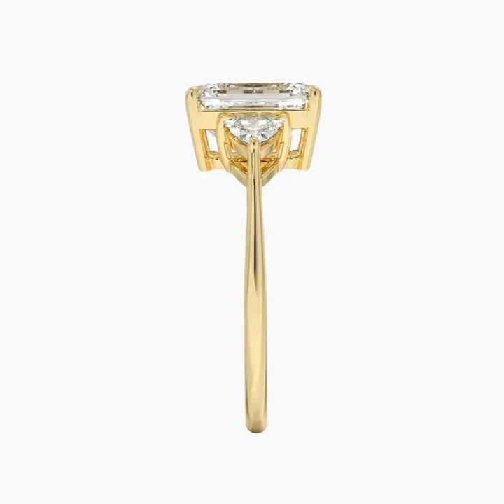 Elowen Emerald Three Stone 1 Carat Lab Grown Diamond Engagement Ring in 18K Rose Gold