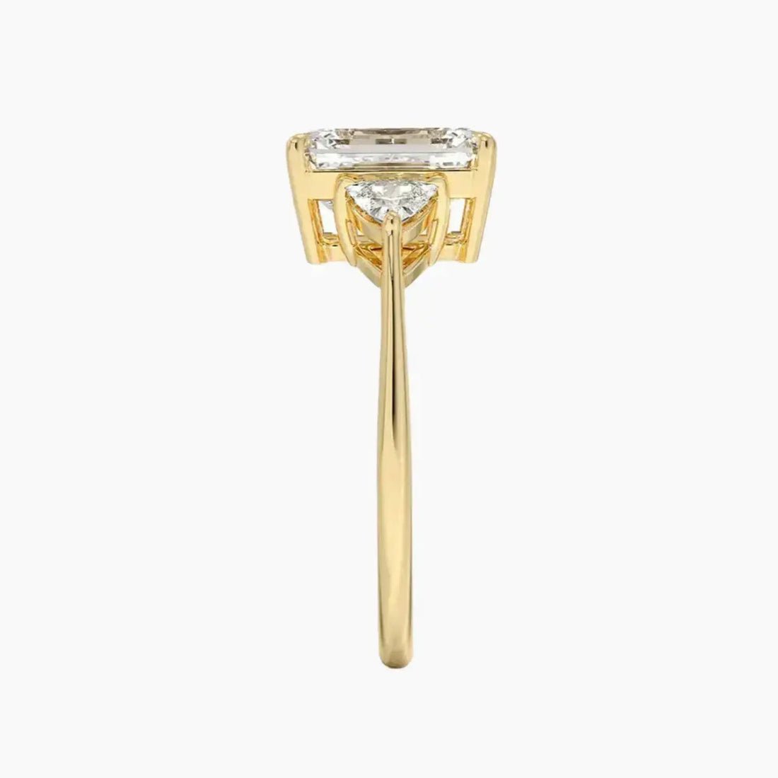 Elowen Emerald Three Stone Diamond Ring Setting in 14K Rose Gold