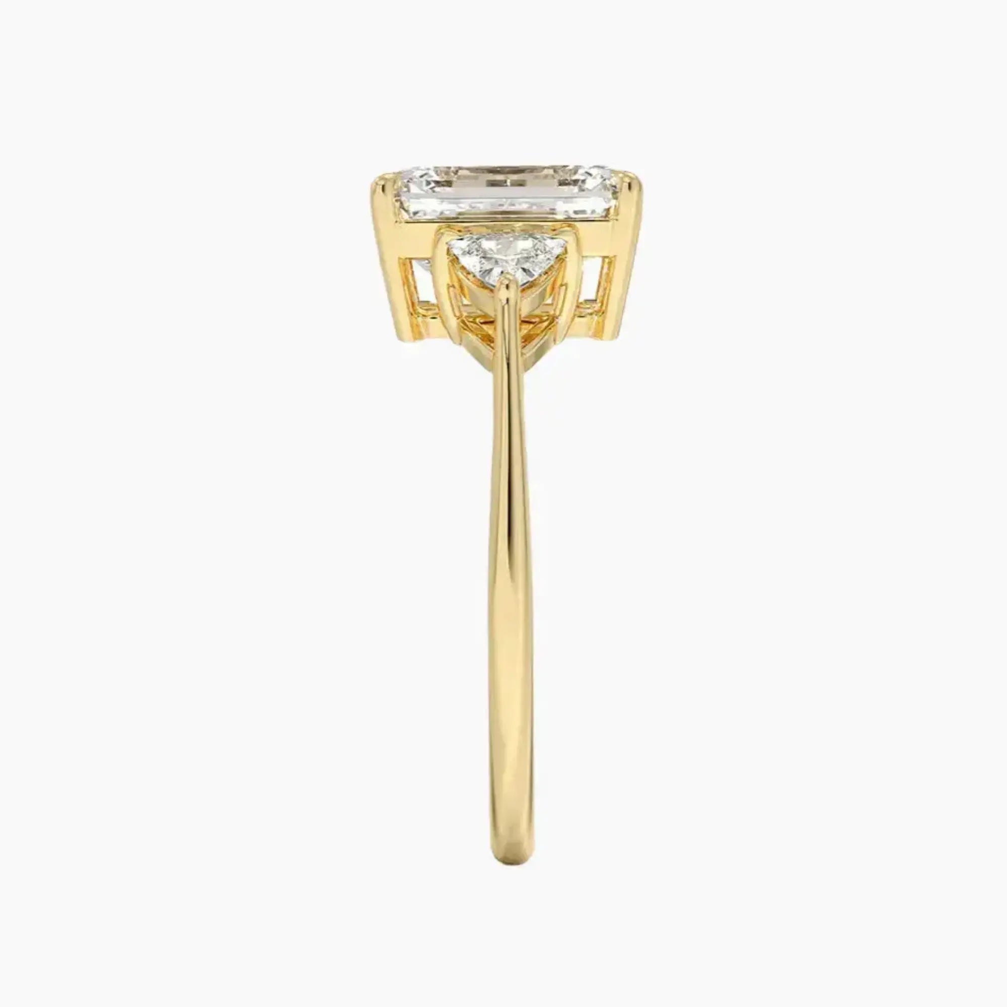 Elowen Emerald Three Stone Diamond Ring Setting in 14K Yellow Gold