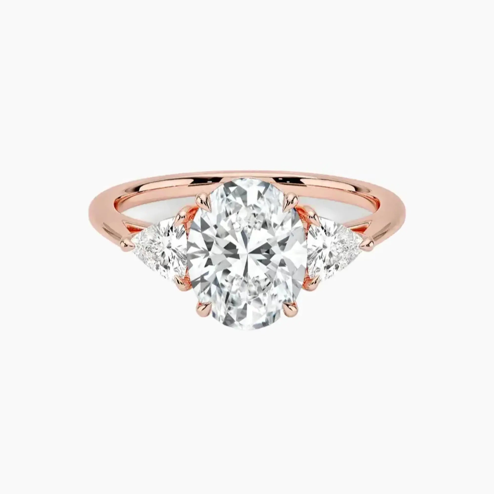 Elowen Oval Three Stone Diamond Ring Setting in 18K White Gold
