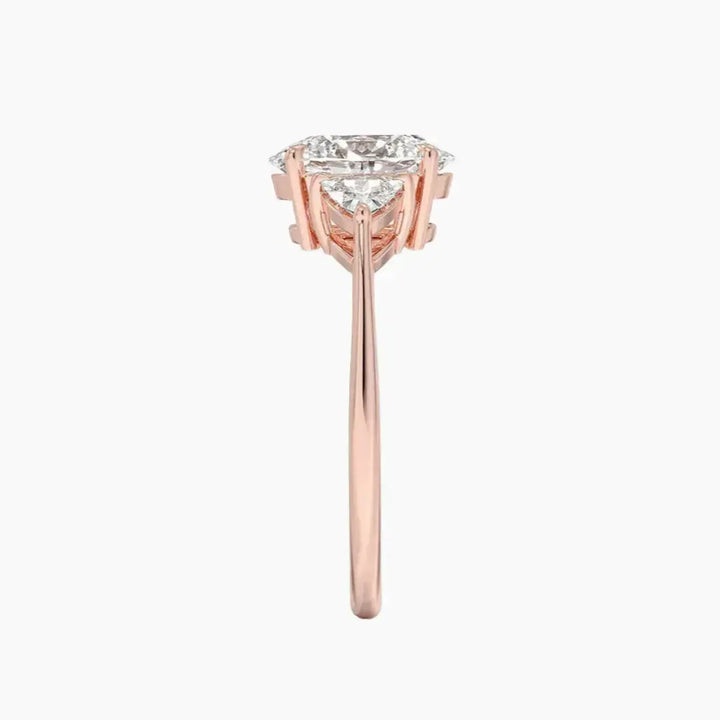 Elowen Oval Three Stone 3 Carat Lab Grown Diamond Engagement Ring in 18K Yellow Gold