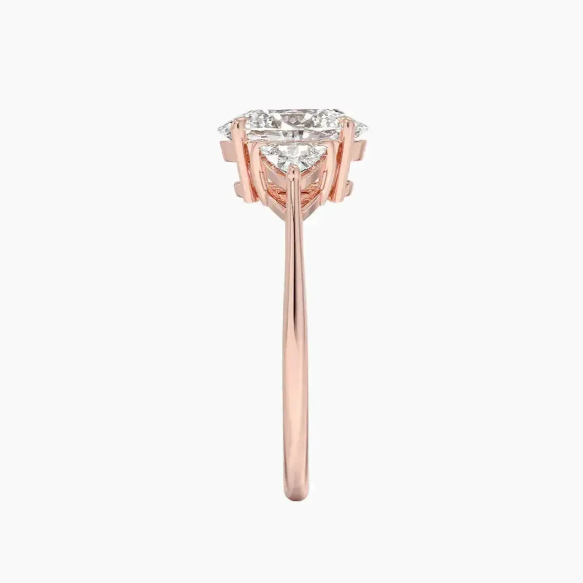 Elowen Oval Three Stone 3 Carat Lab Grown Diamond Engagement Ring in 18K Rose Gold