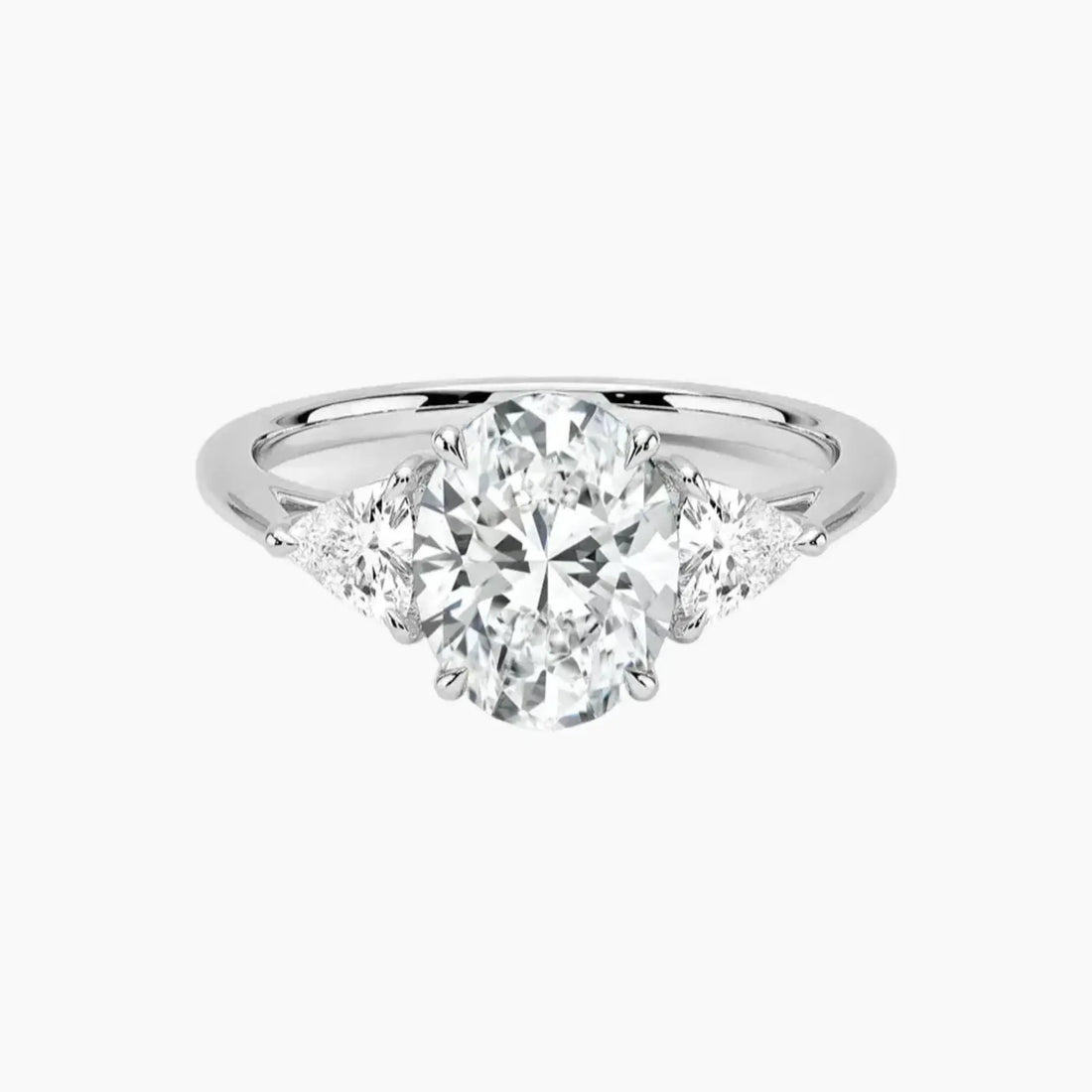 Elowen Oval Three Stone 2.5 Carat Lab Grown Diamond Engagement Ring in 18K White Gold