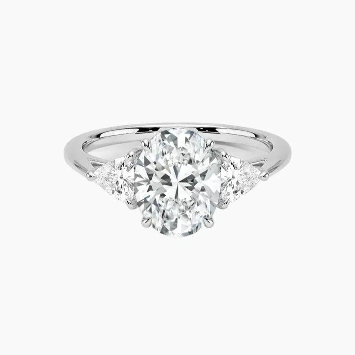 Elowen Oval Three Stone 2.5 Carat Lab Grown Diamond Engagement Ring in 18K White Gold