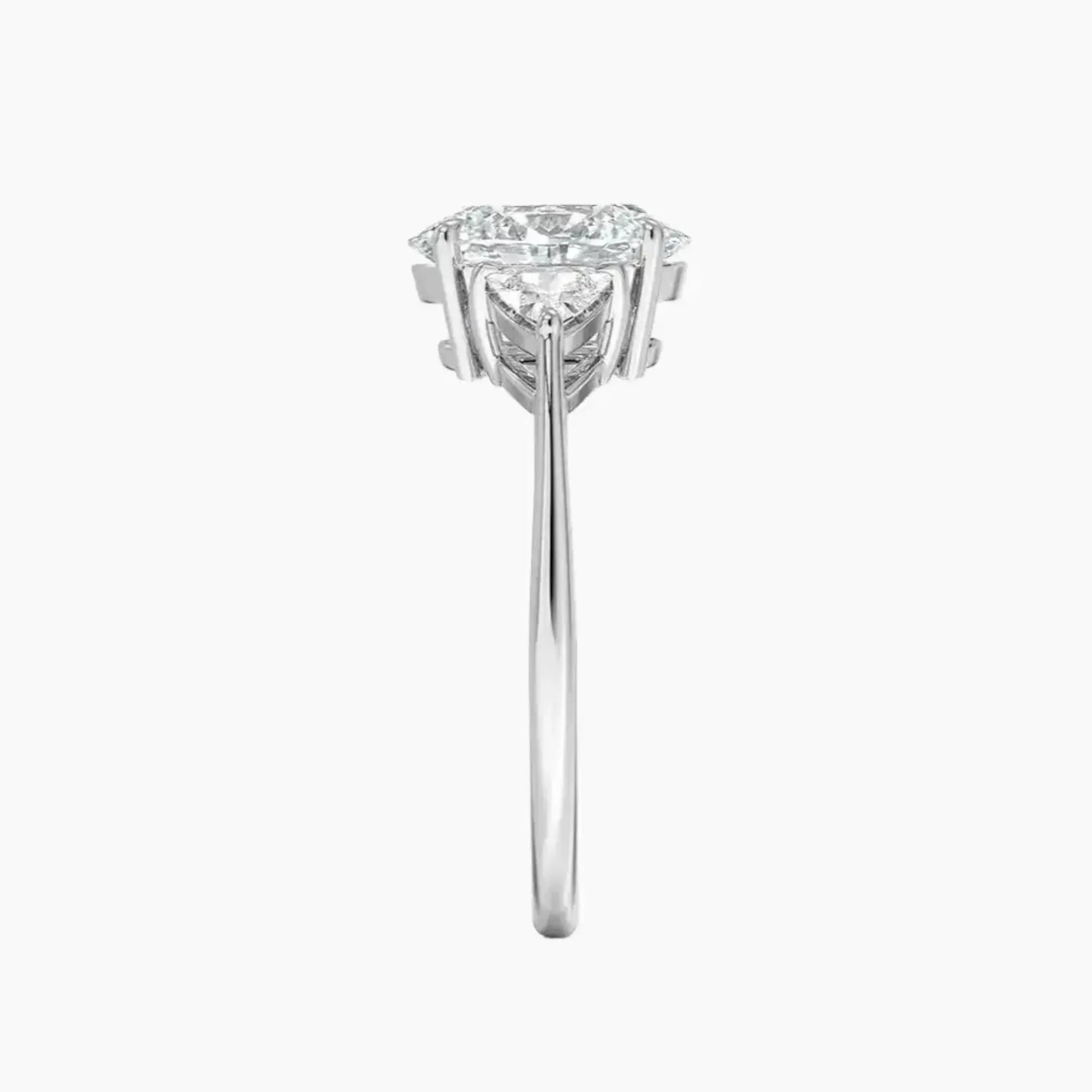 Elowen Oval Three Stone Diamond Ring Setting in 14K White Gold